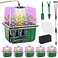 GOONMILL Self-Watering Seed Starter Tray with Timed Grow Light, 6 Packs Plant Starter Tray Seedling Starter Kit with Humidity Domes Base Indoor Mini Greenhouse for Gardening Seeds Growing Starting