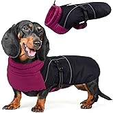 DORA BRIDAL Dachshund Coat, Fleece Lined Dog Winter Coat, Warm Dog Coats with Reflective Strips, Adjustable Waterproof Pet Jacket Clothes, XS