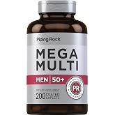 Piping Rock Multivitamin for Men Over 50+ | 200 Caplets | Mega 50 Plus Daily Multimineral | with Magnesium, Calcium, Zinc | Non-GMO, Gluten Free Supplement