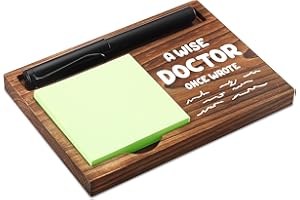 CINRLLA Doctor Sticky Note Holder Wooden Notepad & Pen Holder 6.5" x 4.7" Sticky Note Pad Holder Dispenser for Desk Doctor Work Humor Gifts, NPA191