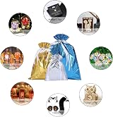 WUBAYI 12 Pcs Gift Bags Drawstring Multipack 3 Sizes 6 Designs Reusable view 4