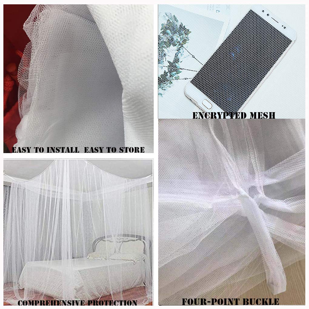 Tinyuet Bed Canopy, 190×210×240cm Universal Square Mosquito Net, Hanging Bed Curtain for Most Size Bed - White: Baby