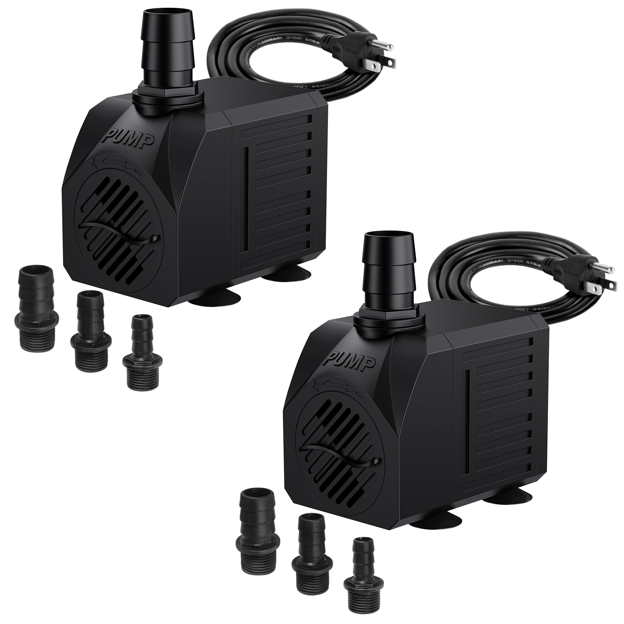 Photo 1 of Yochaqute Aquarium Submersible Fountain Pump: 550GPH 30W Ultra Quiet Adjustable Water Pump with 6ft Power Cord for Small Pond | Fish Tank | Waterfall | Garden | Hydroponic (2 Pcs) Black