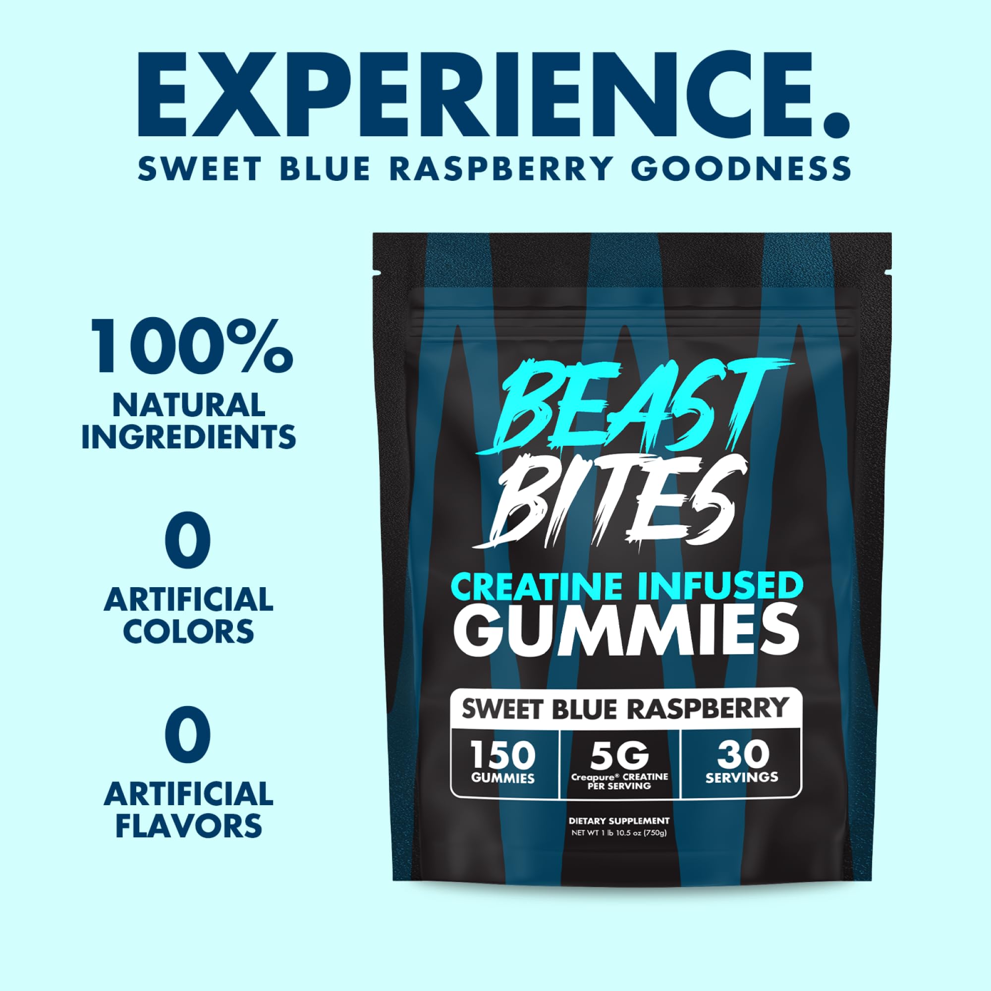BEAST BITES Creatine Monohydrate Gummies - for Men and Women - 5g Creapure Creatine, Support Muscle Mass, Strength, and Cognitive Function - Made in USA - 150 Gummies - 30 Servings