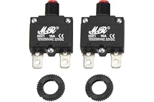 RKURCK 16 Amps Thermal Circuit Breakers 125/250V AC 32V DC Push Button Manual Reset Overload Protector Switch 16A 2 Pack