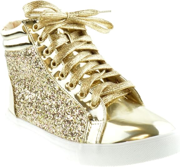 Foever Sparkle 25 Womens Glitter Lace Up Sneaker Fashion