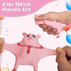 2 Pack Pink Pig Stress Balls Toy, Funny Novelty