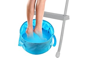 EMSIOK 1PCS Footbath for Pool, Portable Pool Foot Bath Swimming Pool Foot Wash Basin Blue Pool Foot Tub Foldable Foot Soaking Pool Accessories for Above Ground Pool Entry Cleaning Feet and Spas