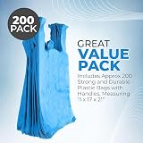 FERRIS 200pk Large Vest Carrier Bags Blue 11x17x21 Heavy Duty Plastic Handles view 7