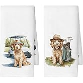 CUANFDDSF Goldendoodle Golf Kitchen Towels, Golden Doodle Gifts for Women, Gifts for Golf Lovers Golfers, Funny Golfing Goldendoodle Dog Tea Towels Kitchen Hand Towels 16x24 Inch Set of 2