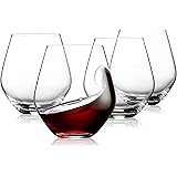 Godinger Wine Glasses, Stemless Wine Glass Goblet Beverage Drinking Cups, European Made - 17oz, Set of 4