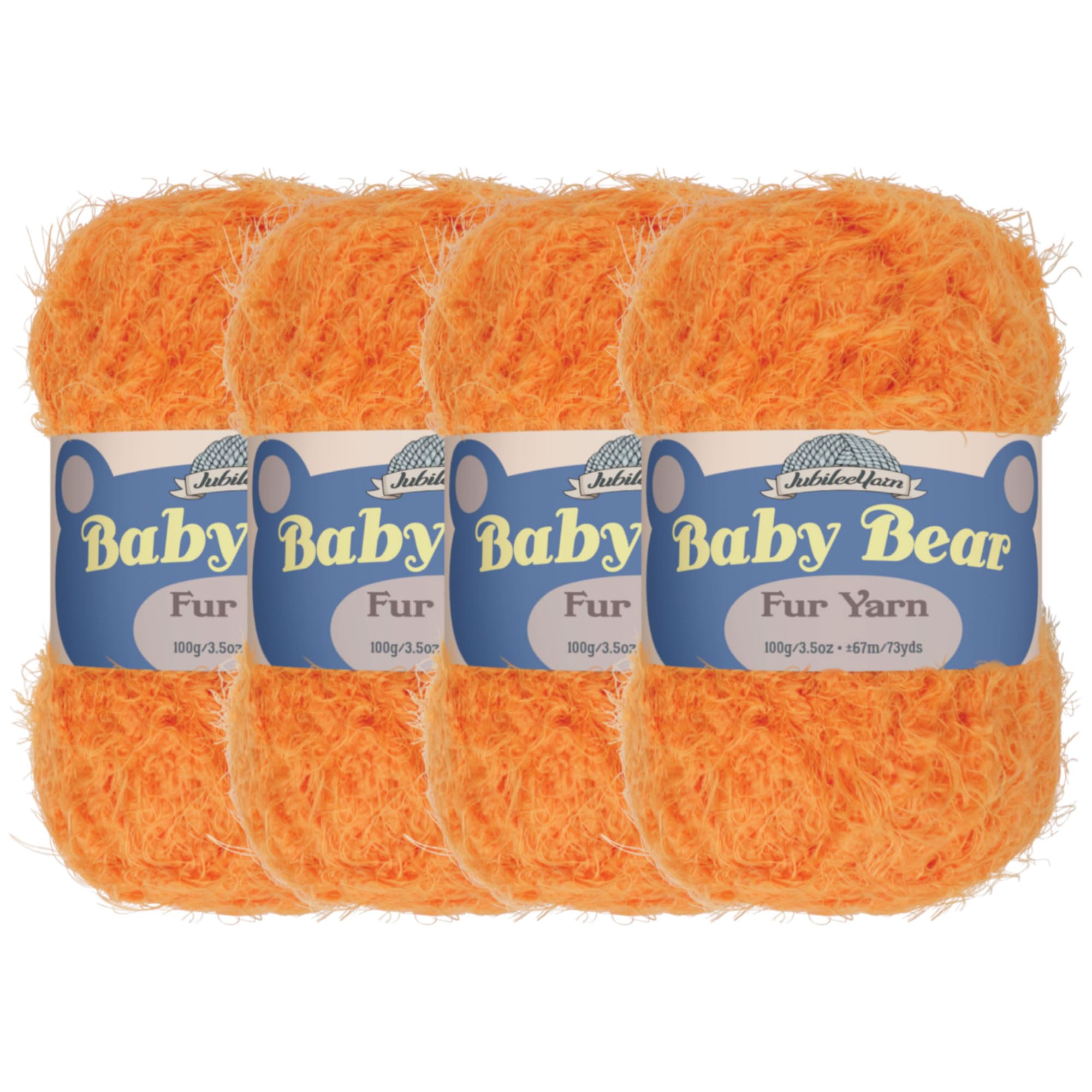 JubileeYarn Baby Bear Yarn - Chunky Weight Polyester Fur - 100g/Skein - Orange Peel - 4 Skeins