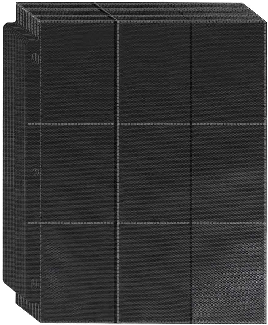 9 Pocket Sheet Protectors,Double Sided Card Sleeves Page Protectors for 3 Ring Binder, Baseball Card Binder,Fit for MTG, TCG, Baseball Standard Cards (Black, 100) — image 1