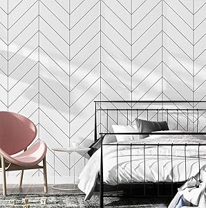 White and Black Trellis Modern Wallpaper, Removable and Waterproof for Home Design and Room Wallpaper Decoration, Super Large Size 0.53m x 10m / 393.7" x 21"