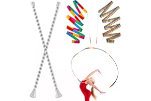 HyDren 4 Pieces Batons for Twirling Marching Band Baton Standard Stainless Steel Mini Shaft Rod with Rubberized Tips Complete with Dance Ribbon Streamer