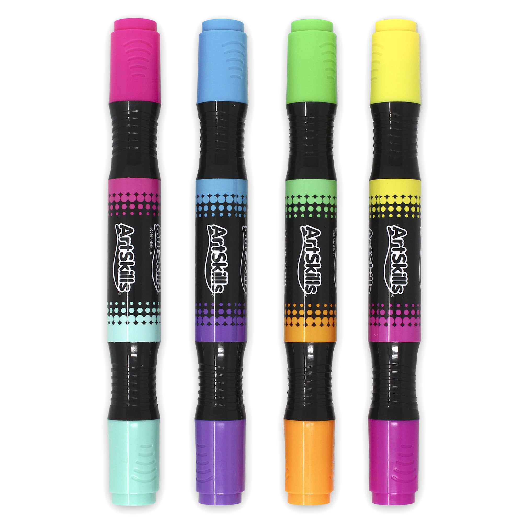 ArtSkills Jumbo Poster Markers for Kids, Neon Chisel Tip Markers, Dual-Tips, 8 Neon Colors, 4ct