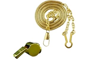 Hero's Pride Standard Issue Whistle and 21" Chain with Button Hook Bundle, Professional Use for Law Enforcement, Gold Plated