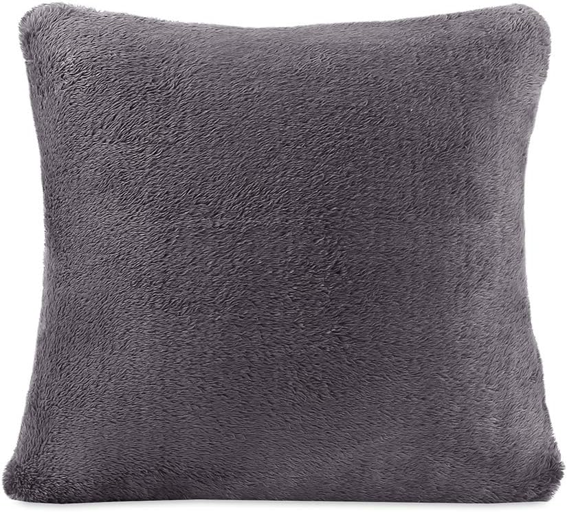 Berkshire Blanket, Extra-Fluffy Square Throw Pillow, 18" x 18", Smoke