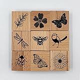 9Pcs Vintage Wood Rubber Stamp Butterfly Bird
