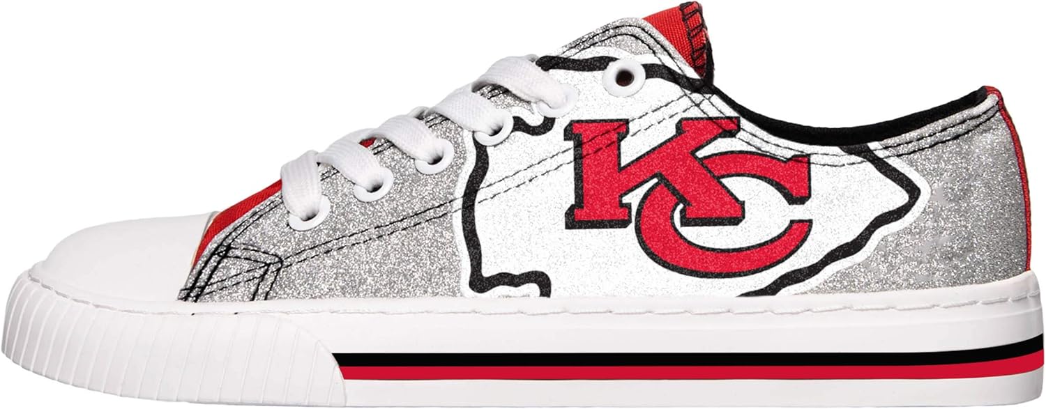 FOCO Women's NFL Low Top Glitter Canvas Sneakers Shoes : Clothing
