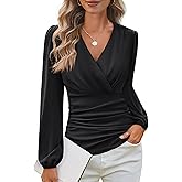 GRACE KARIN Long Sleeve Blouses for Women Dressy Casual, Wrap Tops Work Shirts, 2026 Spring Business Outfits