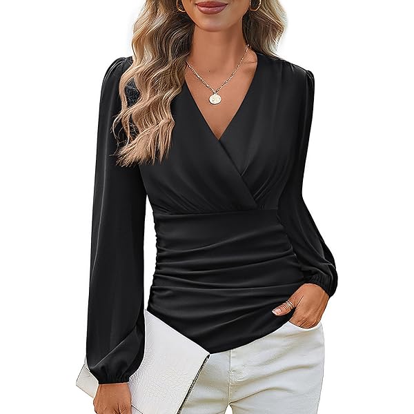 Amazon.com: Women Tops 2025 Summer Casual Shirts Wrap V Neck