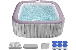 YOFE Inflatable Hot Tub for 4-6 Adults – Portable Blow Up Hot Tub with 130 Air Jets, FastFill System & Thermal Cover – Outdoor Spa Hot Tubs for Patio, Backyard & Travel Use (Laminated PVC Square)