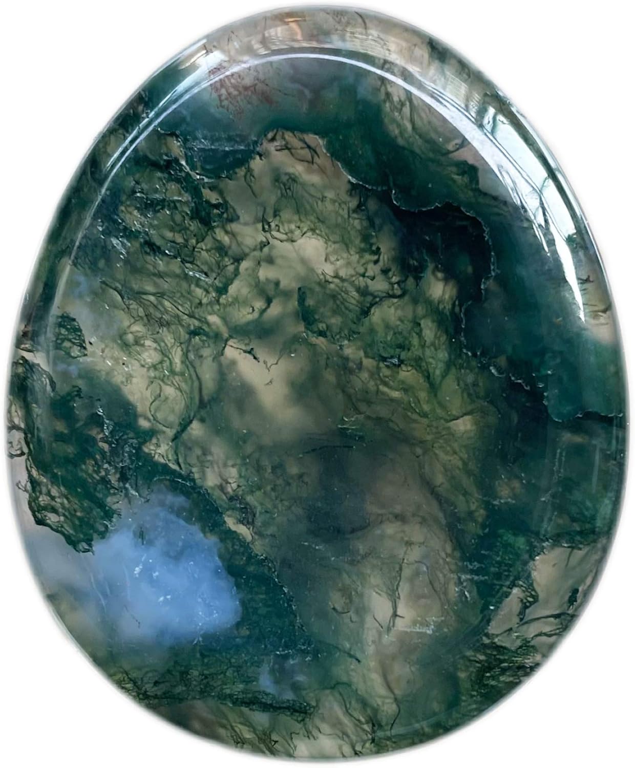 Indoor Fountains & Accessories - Fekuar Natural Moss Agate Crystal Thumb Worry Stone, Hand Carved Healing Crystal Teardrop Pocket Stones for Anxiety Stress Relief Meditation