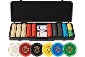 ARTGAME 14g Clay Poker Chips Set for Texas Hold’em, 500 PCS [Blank Chips] with Chip Case, Bright Colored Chips are Easy to Distinguish Ideal Gifts for Poker Players