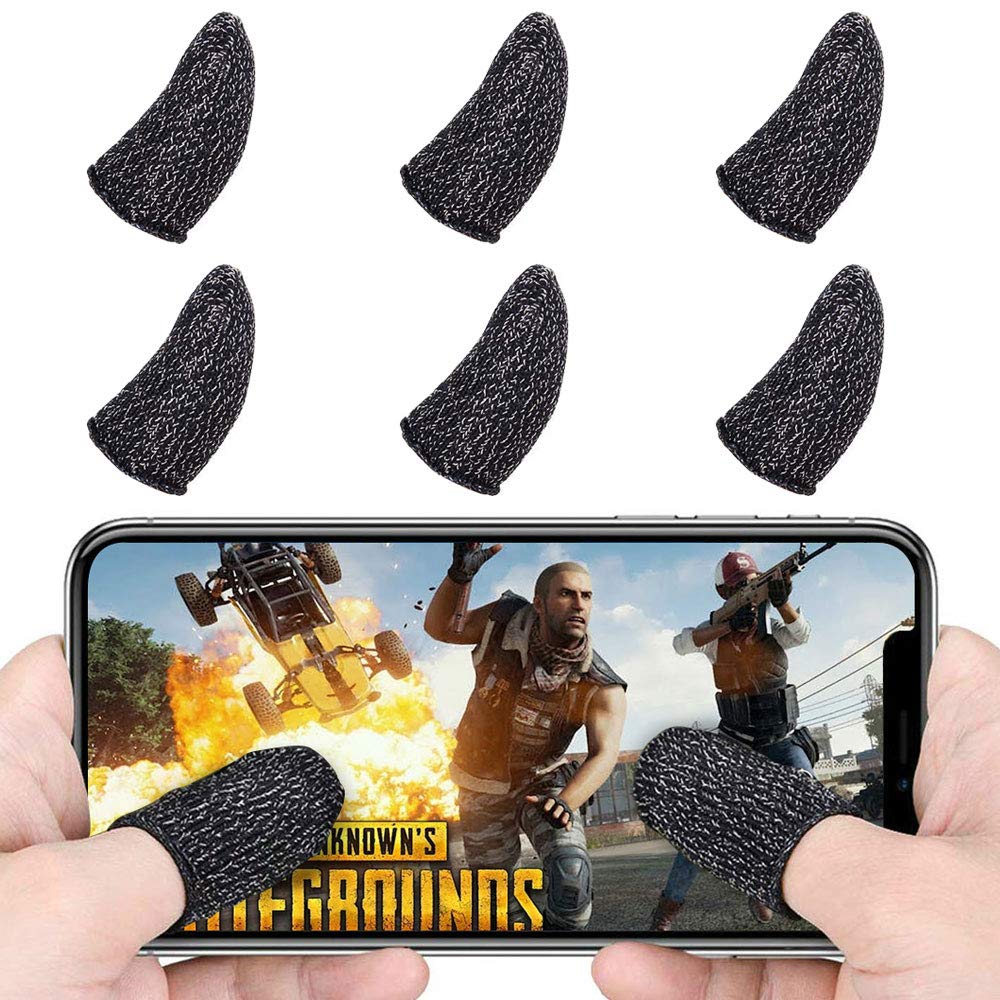 KBNIAN 6 Pcs Touch Screen Finger Glove Conductive Fiber Fingertips Sweatproof Non-slip Ultra-thin Breathable Universal Touche Screen Finger Sleeves for Android IOS Mobile Games