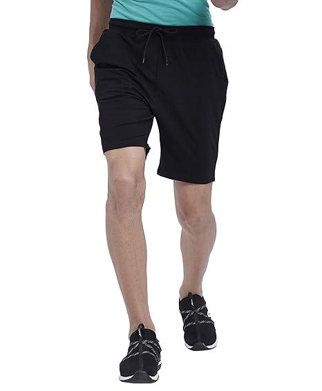 black mid rise shorts