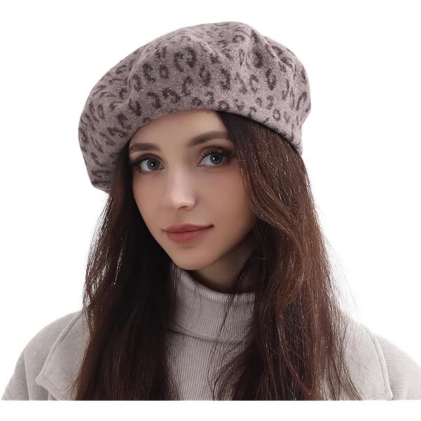 szzoqdz Women French Style Vintage Leopard Print Wool Soft Winter