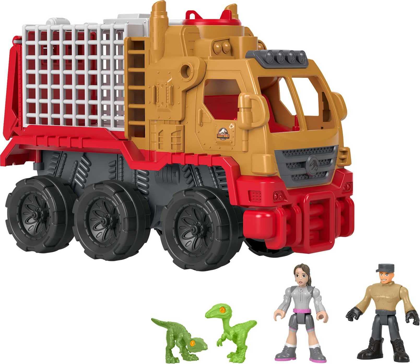 Fisher-Price HCH97​ Imaginext Jurassic World Camp Cretaceous Dinosaur Hauler & Yaz figure and vehicle set for preschool kids ages 3 to 8, Multicolor, 22.0 cm*13.6 cm*33.5 cm