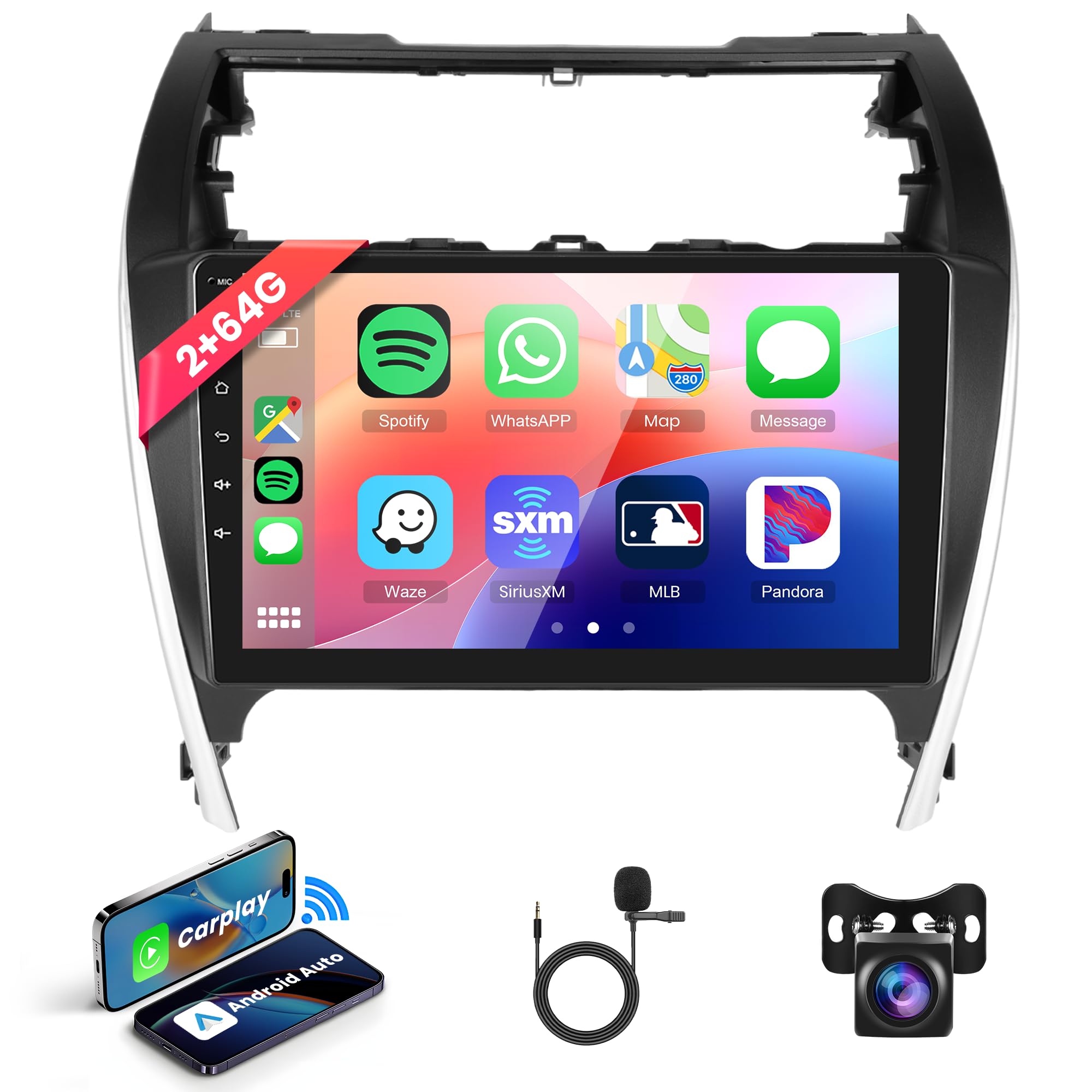 Inefala 2G 64G pour Toyota RAV4 2012-2018 Android 15 Autoradio avec Wireless Carplay Android Auto, 10 Pouces écran Tactile Poste Radio Bluetooth avec GPS WiFi RDS/FM EQ SWC Caméra de Recul & Mic