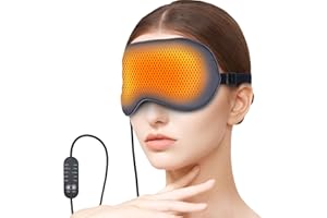 MALOK USB Electric Heated Eye Mask for Dry Eyes & Migraine Relief – Adjustable Temperature & Timer, Silk Fabric, Washable Cover – Carbon Fiber Heating Technology, Gray