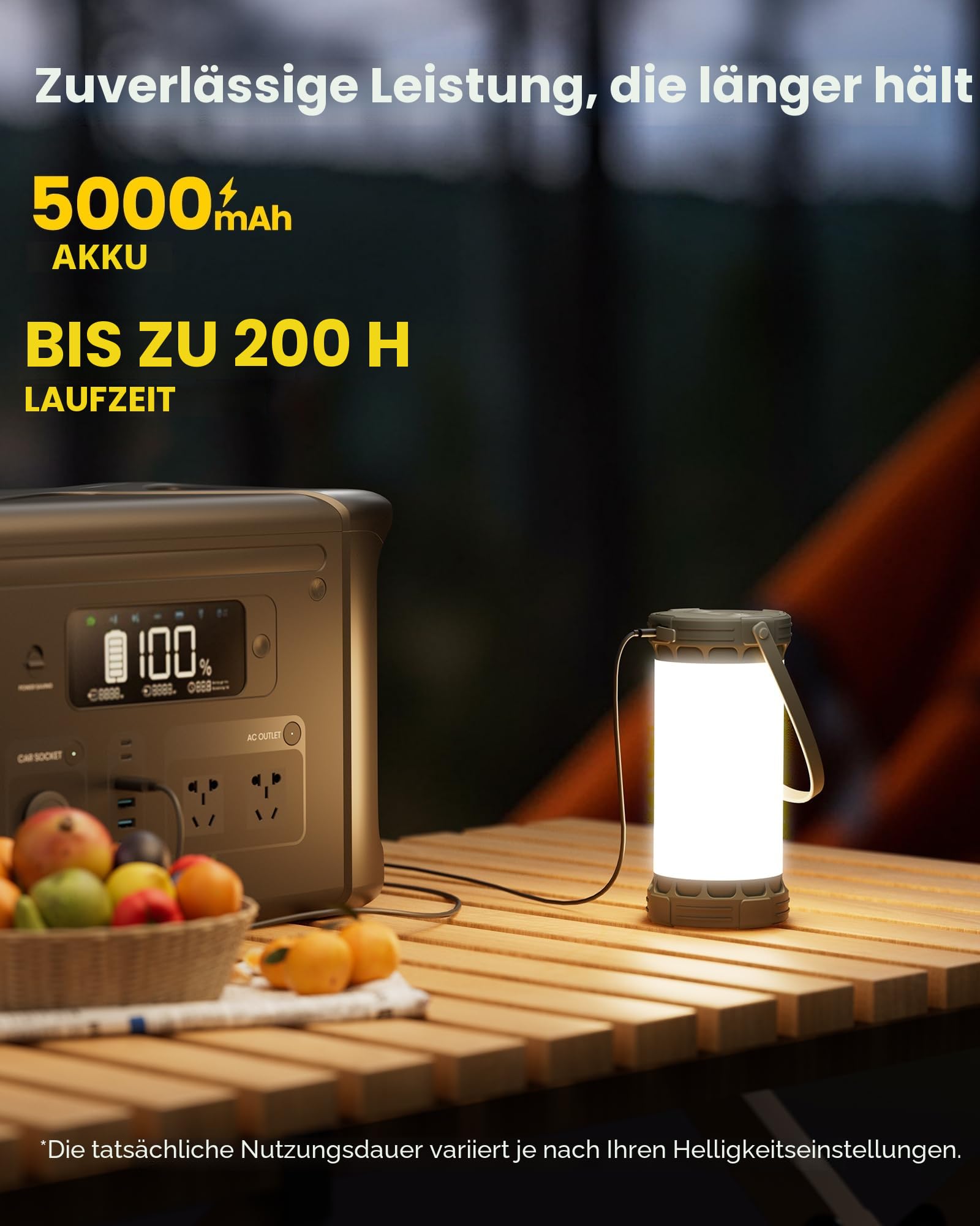 Glocusent Campinglampe & Zeltlampe:1500 lm Campinglicht 135 LED, 200 Stunden, 5000 mAh mit 3 Farben und 5 Helligkeitsstufen, SOS, wiederaufladbare Laterne für Stromausfälle, Camping, Wandern, Notfälle 3