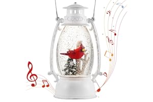 EDDORUNNING 12.6 Inch Large Cardinal Snow Globe, Lighted Christmas Snow Globes with Timer, Musical Glitter Snow Globe Lantern for Christmas Decor(Cardinal)