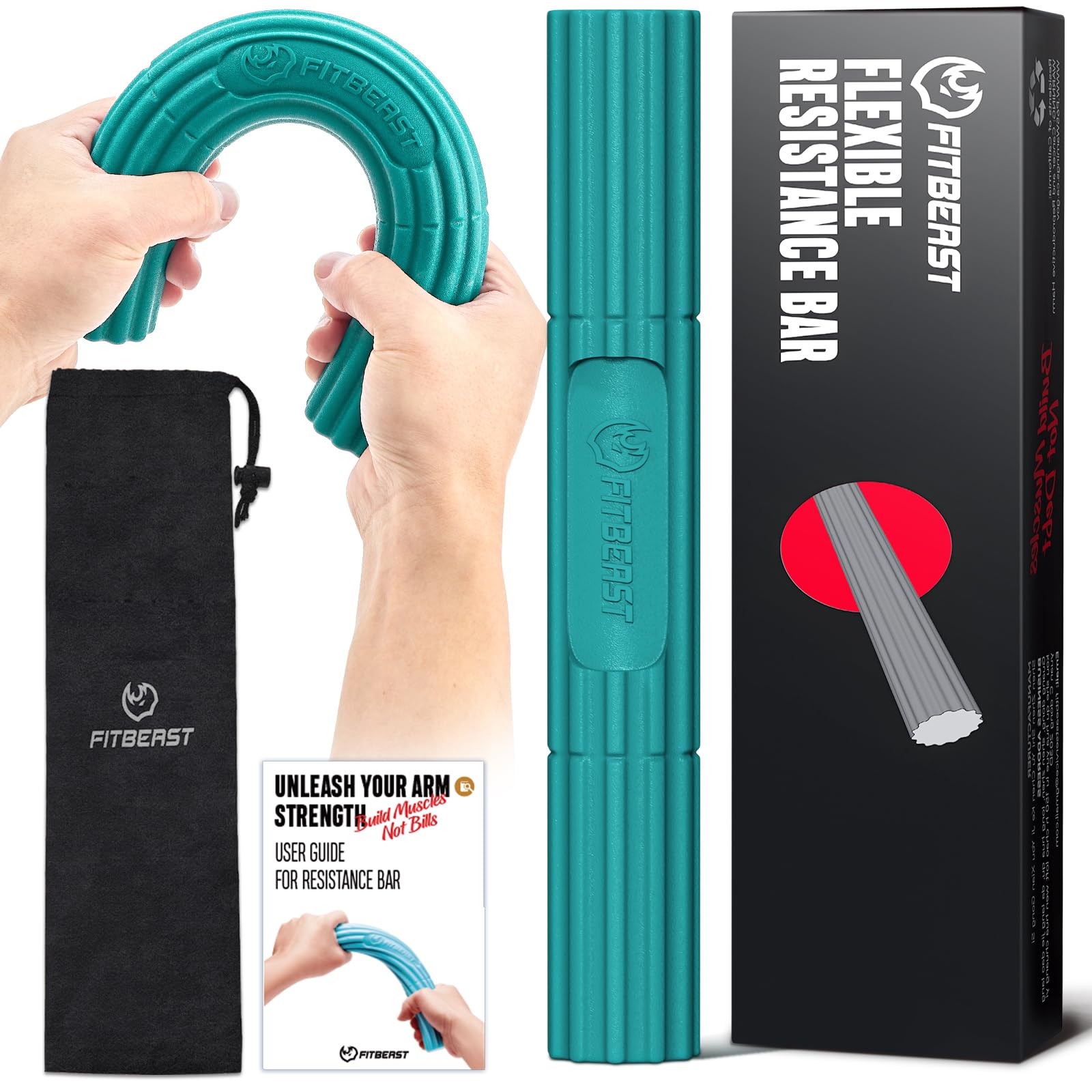 FitBeast Flex Therapy Bar, Tennis Elbow Therapy Bar - Ideal for Relieve Tendonitis Pain & Improve Grip Strength, Fitness Resistance Bar for Golfers Elbow & Tendinitis, Twist Bar for Physical Therapy Image