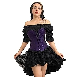 frawirshau Corsets for Women Lace Up Overbust Black