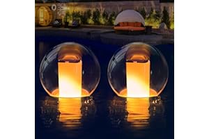 LanPool Floating Pool Lights, Waterproof Solar Flame Floating Lights, Round Pool Lights Solar Powered,Glow in The Dark Solar Floating Pool Lights,2-in-1 Design Solar Lights for Pool,Garden -2PCS