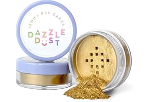Jenna Rae Cakes Premium Antique Gold Lustre Dazzle Dust (5g) | 100% Edible Dust for Cake Decorating, Cookies, Fondant, Cockta