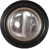 Howard Elliott Soho Round Hanging Small Convex Wall Mirror, Accent Décor Glossy Lacquer Octagonal Wooden Frame Convex Mirror 