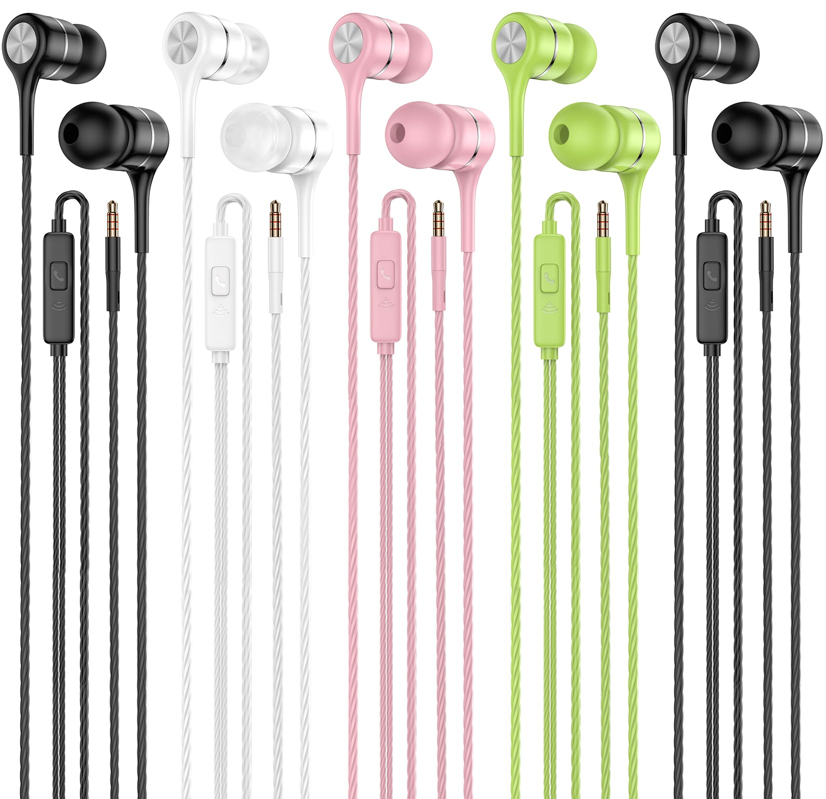Photo 1 of LWZCAM Earbuds Earphones with Microphone, 5 Pack Wired Heavy Bass Headphones, Earphone with Noise Isolating, Fits 3.5mm Interface for iPad, Desktop