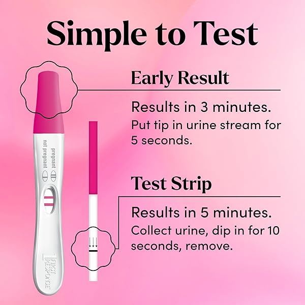 FIRST RESPONSE COMFORT CHECK PREGNANCY TEST, 8 COUNT, PINK & WHITE