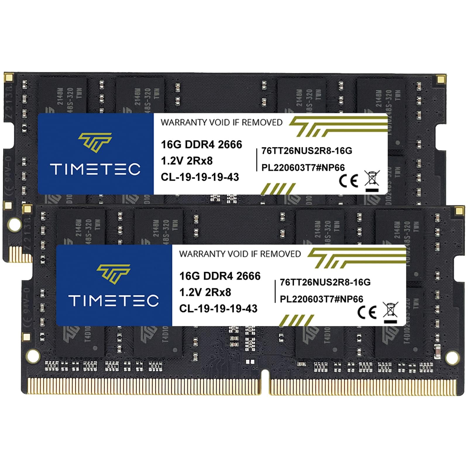 Timetec 32GB KIT (2x16GB) DDR4 2666MHz (PC4-2666V) PC4-21300 SODIMM Laptop RAM – 260-Pin 1.2V CL19 Non-ECC Unbuffered Memory Module for Laptop, Notebook, Mini PC, All-in-One