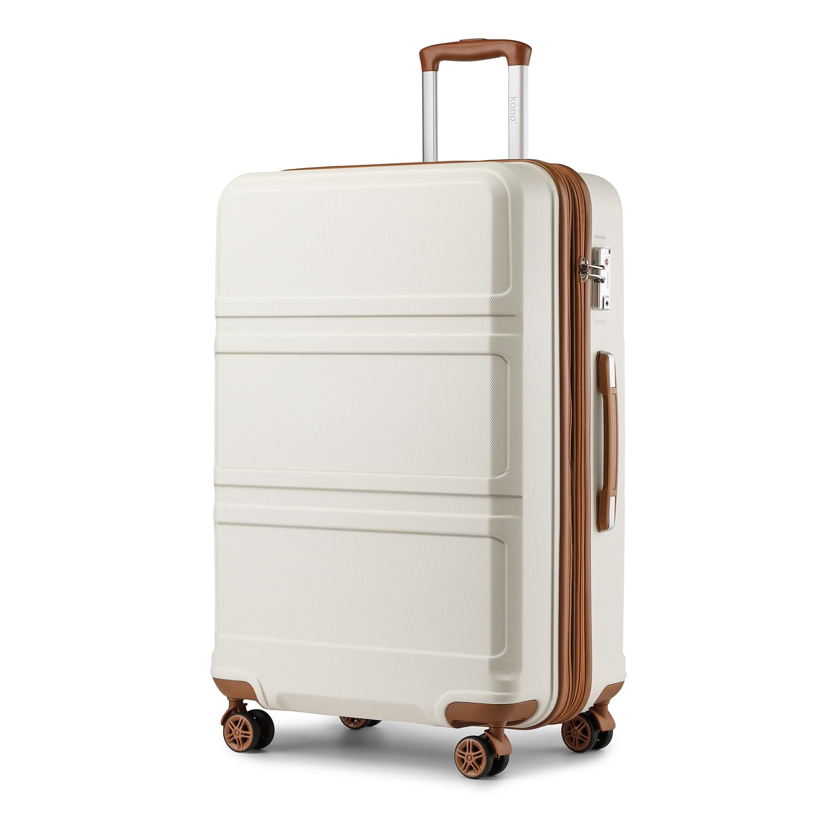 Photo 1 of Kono 28 Inch Luggage Expandable Suitcase Lightweight with Spinner Wheels TSA Lock Hardside Large Checked Luggage Durable Rolling Suitcase Cream White