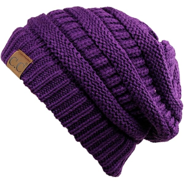 Thick Knit Soft Stretch Beanie Cap - Purple at Amazon  display picture 1