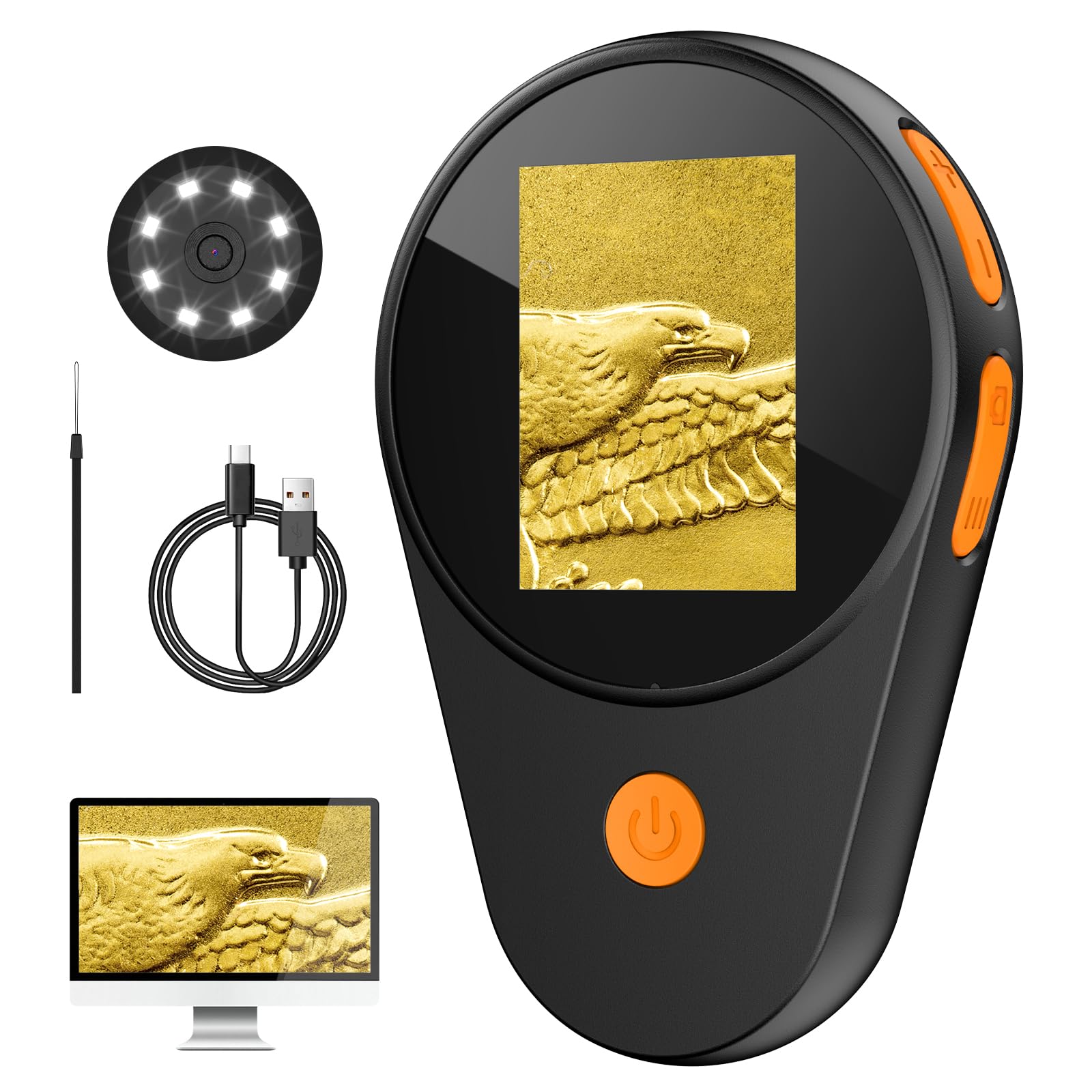Microscope Magnifying Glass for Kids and Adults: Portable Handheld Digital Microscope with Light - 100X Pocket Jewelers Loupe with 2" Screen - USB Mini Coin Collectors Magnifier for Windows Mac OS