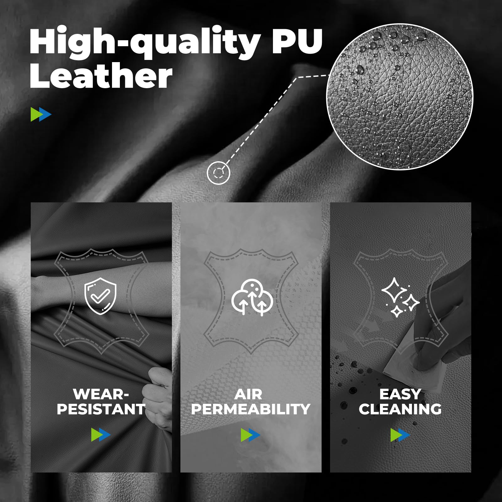 COMHOMA Big and Tall Office Chair, High Back Leather Gaming Chair with Footrest, Executive Ergonomic Office Chair with Pocket Spring Lumbar Support and with Outward Fixed Soft Armrests - Image 6