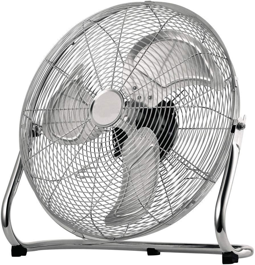 Invero High Velocity 16" (40 cm) Portable Air Circulator Floor Stand Fan Cooler with 3 Speed Settings in Metal Chrome Finish [Energy Class A]